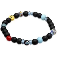 KUZZOI - Armband - Boze Oog Glazen Kralen 925 Sterling Zilver - Heren