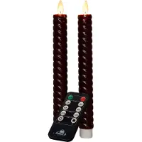 Annas collection Led dinerkaars 23 cm | Bordeaux | Swirl | 3D vlam | 2 stuks