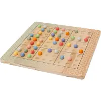 Koopman Houten bordspel sudoku denkspel met gekleurde balletjes puzzel.