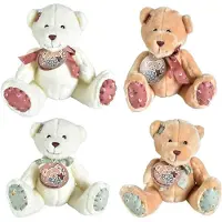 Nobrand Pluchen beer knuffel met strik multi kleuren voor kinderen.