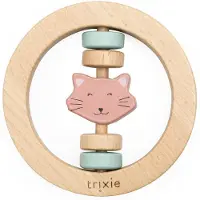 Trixie Houten Ronde Rammelaar - Mrs. Cat - Eerste speelgoed baby - Kraamcadeau - Voor Jongens & Meisjes