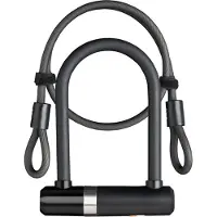 Axa Newton Mini Beugelslot – 14 mm Gehard Staal – 15 cm Beugellengte – Inclusief 100 cm Kabel – Met Framehouder – Zwart