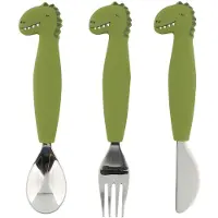 Trixie Baby 3-delige siliconen bestek - Mr. Dino