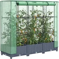 vidaXL Verhoogde plantenbak met kashoes rotanlook 120x40x123 cm