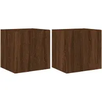 DKD Home Decor Tv-wandmeubelen met LED 2 st 40,5x35x40 cm bruin eikenkleur