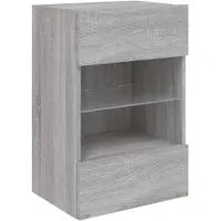 DKD Home Decor Tv-wandmeubel met LED-verlichting 40x30x60,5 cm grijs sonoma