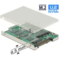 DeLOCK 2,5'' U.2 SFF-8639 / SATA Express behuizing voor M.2 NVMe PCIe SSD (max. 80mm) / mSATA SSD (half size / full size) / zilver