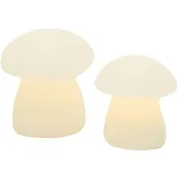 Sirius Home Sirius Elvina paddenstoelen LED lichtdecoratie najaar / kerst - set van 2 verschillende (H 7,8 + 9,5 cm) - wit - wax - op batterijen