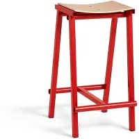 HAY Barstoel Taburete 8 Bar Stool Low Signal Red Powder Coated Base H65