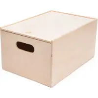 Small Foot Playwood - Houten opbergkist met schuifdeksel rechthoek M - Speelgoedkist