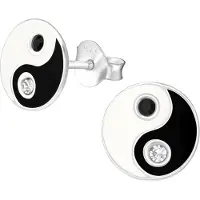 Montebello Oorbellen Yin Yang - 925 Zilver - Zirkonia - ∅9mm