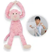 Funnies Slingeraap Roze 45 cm - Zachte Knuffelaap, Knuffel, Knuffeldier - Pluche Speelgoed - Schattige Knuffelvriend voor Baby’s en Peuters - Ideaal als Troost Pop, Knuffelbeest of Cadeau