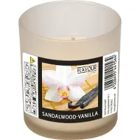 Flavour geurkaars - sandelwood/vanille geur - wit - 8 branduren - in glas - aroma kaars