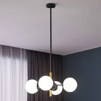LumenXL Moderne hanglamp Callie zwart met melkwit glas, 4-lichts