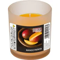 Flavour geurkaars - mango/papaya geur - oranje - 8 branduren - in glas - aroma kaars