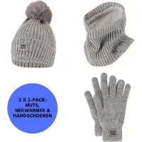 Heat Keeper Heatkeeper - Thermoset dames - Handschoenen/Muts/Nekwarmer - 2-Pack - Grijs - Onesize