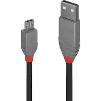 Lindy 36730 USB-kabel USB 2.0 0,2 m USB A Micro-USB B Zwart, Grijs
