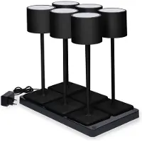 Led's Light Set van 6 tafellampen met oplaadstation - Draadloos en oplaadbaar - Binnen en buiten - Zwart