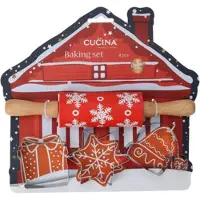 Home & Styling Bakset kids Huisje - Deegroller + vormpjes - Rood