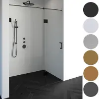 Sanitop Brauer void nisdeur 2-delig helder glas 110x200 omkeerbaar met draaideur 60 aan glas incl. Glascoating pvd rvs-kleurig