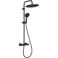 Boss & Wessing Regendoucheset bws met thermostaat hoofddouche 30 cm handdouche 3 standen zwart