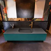 Mondiaz Erin 150cm badmeubel Smag met 1 lade en donkergrijze wastafel midden 1 kraangat