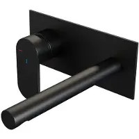 Brauer Black Edition inbouw wastafelmengkraan met rechte uitloop en afdekplaat model C2 mat zwart