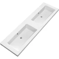 Brauer Solar Medium Dubbele Meubelwastafel 160x46cm Mineraalmarmer - Zonder Kraangaten - Mat Wit - 8720359366368 - Rechthoekig - Wastafels,
