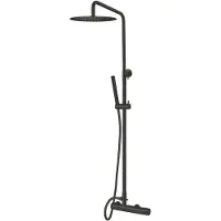 Qisani Opbouw regendoucheset flow thermostatisch geborsteld mat zwart