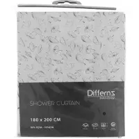 Differnz Douchegordijn Umbrella †“ 180 x 200 cm †“ Waterdicht PEVA †“ Wit/Zwart
