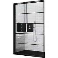 Novellini Inloopdouche Kuadra H Stripes 120x200 cm Helder Glas Mat Zwart Profiel