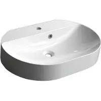 Sapho Helen aanrecht Cultured Marble Wastafel 63x43cm, wit
