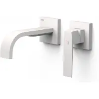 Tres Wastafelmengkraan inbouw slim exclusive 2 delen gebogen uitloop en lange hendel mat wit