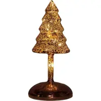 Coen Bakker - Kerstboompje op stam glas led op batterij met timer h20.5 cm mercury bruin