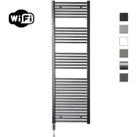 Sanicare Elektrische Radiator HWV Met Wifi 172x60 cm Gunmetal 1127W Met Thermostaat Chroom Linksonder