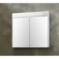 Boss & Wessing Spiegelkast bws salt 2 deuren met led 100x74 cm incl. Planchetten ice white