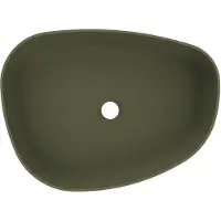 Arcqua Waskom rocker cast marble 50x37 cm organisch links mat groen