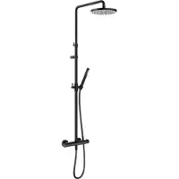 Hotbath Ace SDS11 opbouw regendoucheset met staafhanddouche en 20,6cm ronde hoofddouche aan glijstang gepolijst zwart PVD
