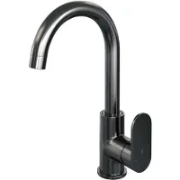 Brauer Wastafelmengkraan Gunmetal Edition Coldstart Opbouw Hoog Gebogen Platte Hendel Geborsteld Gunmetal PVD