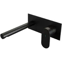 Brauer Inbouw Wastafelmengkraan Black Edition Coldstart Rechte Uitloop Platte Hendel Rechts Mat Zwart Met Afdekplaat