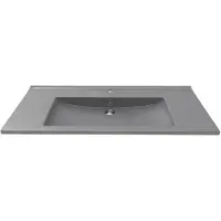 Boss & Wessing Wastafel bws 1 kraangat 45x100 cm rechthoek keramiek antraciet