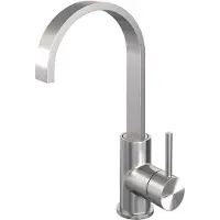 Brauer Wastafelmengkraan brushed edition coldstart opbouw hoog plat gebogen ronde hendel geborsteld rvs pvd