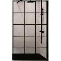 Novellini Inloopdouche Kuadra H Squares Helder Glas Mat Zwart Raster (alle maten)