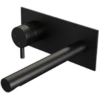 Brauer Edition Inbouw Wastafelkraan - Rechte Uitloop - Achterplaat - Hendel 5 Links - Mat Zwart - Messing - Kranen, Wastafelkranen, Inbouw