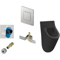 Tece Urinoir set salenzi hung achterinlaat mat zwart met solid drukplaat metaal