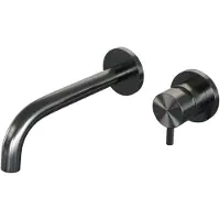 Brauer Gunmetal Edition ColdStart wastafelkraan inbouw gebogen uitloop en rozetten model B1 gunmetal geborsteld PVD