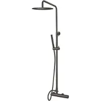 Qisani Opbouw Regendoucheset Flow Thermostatisch Geborsteld Gun Metal
