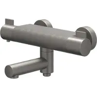 Ivy Aia Pact Badthermostaatkraan opbouw met wegdraaibare baduitloop met omstel cooltouch Geborsteld metal black PVD