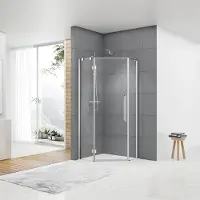 Van Rijn Douchecabine ST05 Vijfhoek 90x200 cm 8 mm Helder Glas Aluminium Chroom
