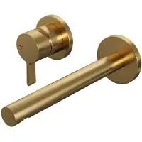 Brauer Edition Inbouw Wastafelkraan - Rechte Uitloop - Rozetten - Hendel 2 Links - Geborsteld Goud PVD - Messing - Kranen, Wastafelkranen, Inbouw